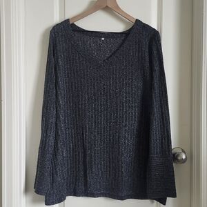 Charcoal V-Neck Women's Top